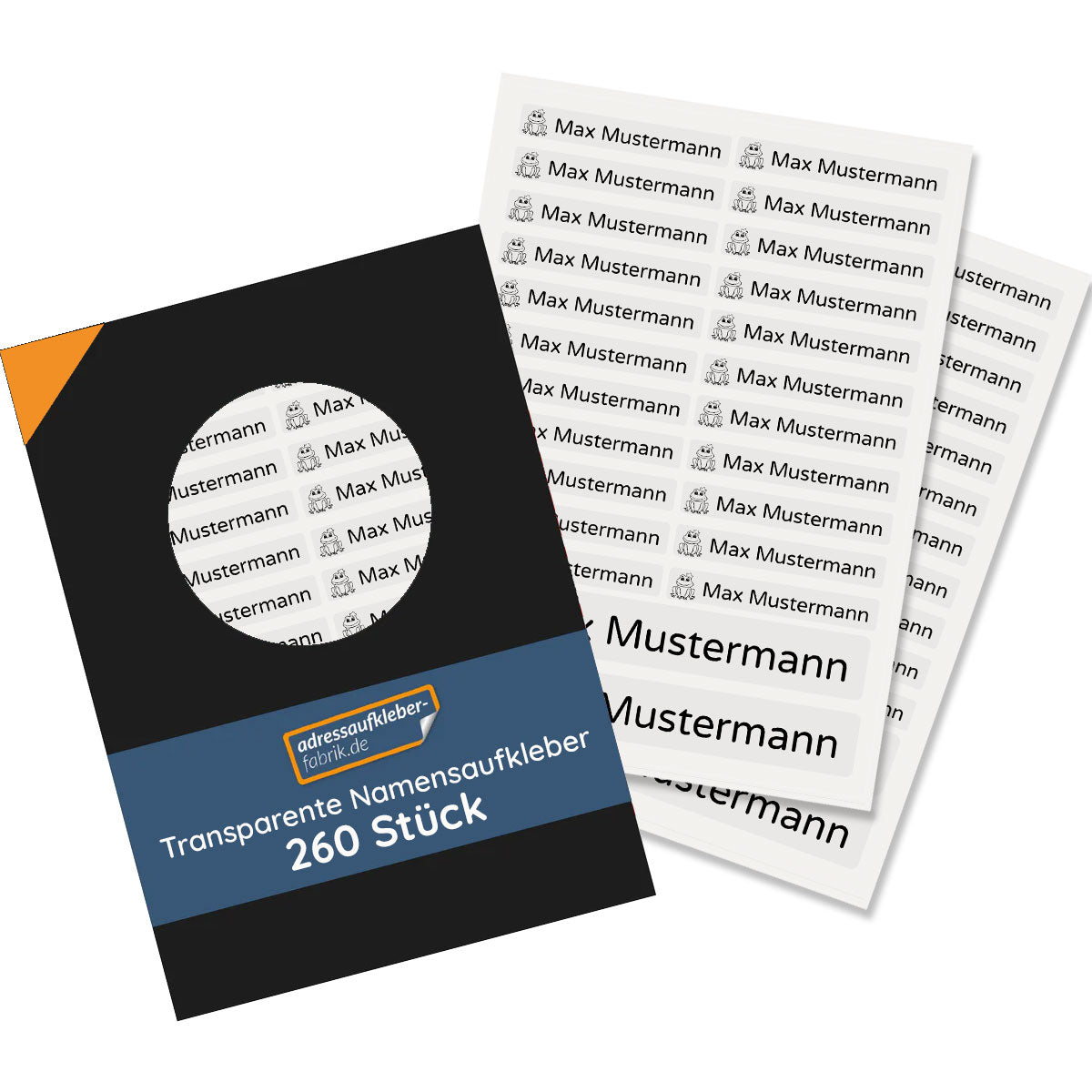 Transparente Namensaufkleber für Kinder (Set mit 260 Aufklebern in verschiedenen Größen) - adressaufkleber-fabrik.de