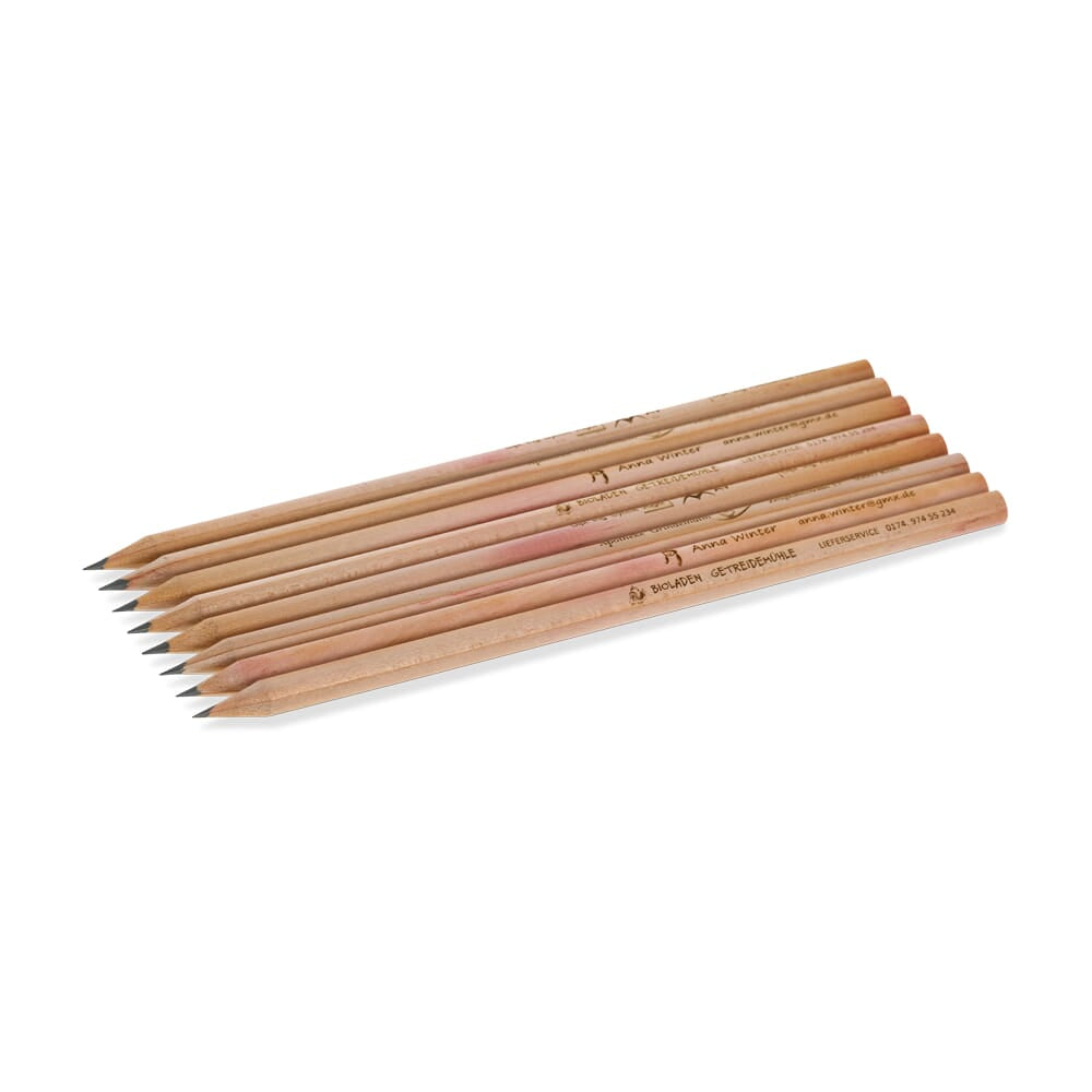 Gravierte Bleistifte ab 25 Stück (Gravurmaß 80x5 mm) - adressaufkleber-fabrik.de