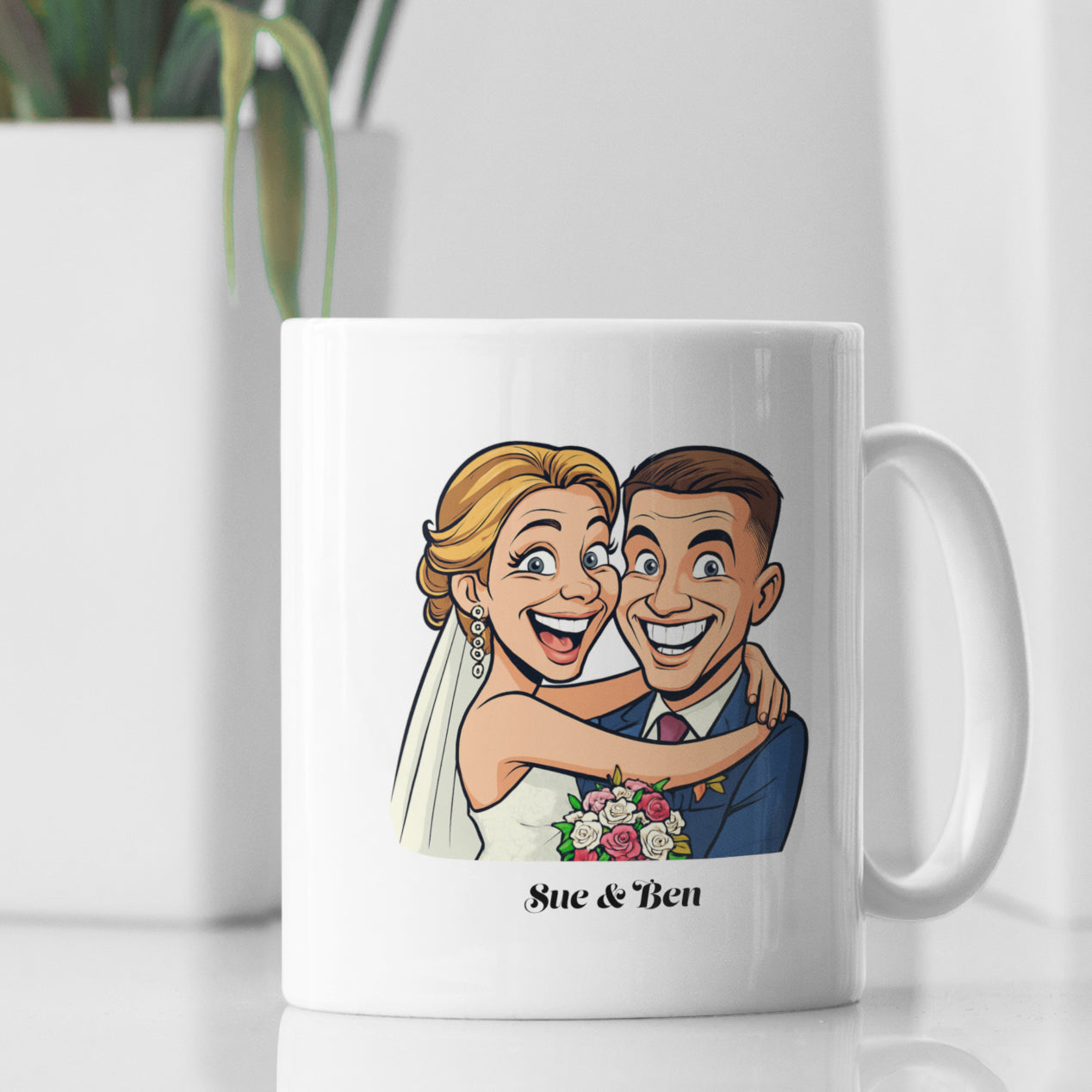 Personalisierte Keramiktasse mit Namen & Karikatur – Individuell bedruckte Tasse als Geschenkidee