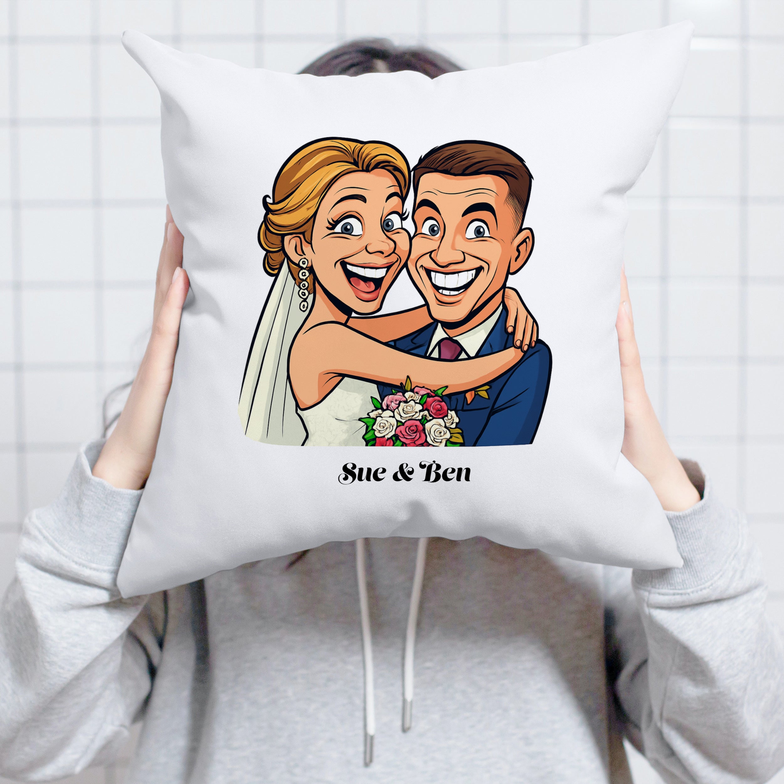 Kissenbezug mit Karikatur & Individualisierung