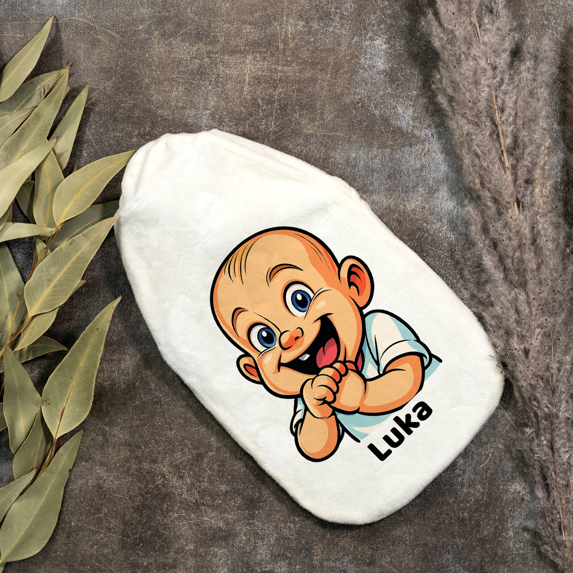 Wärmflasche mit Karikatur und Individualisierung