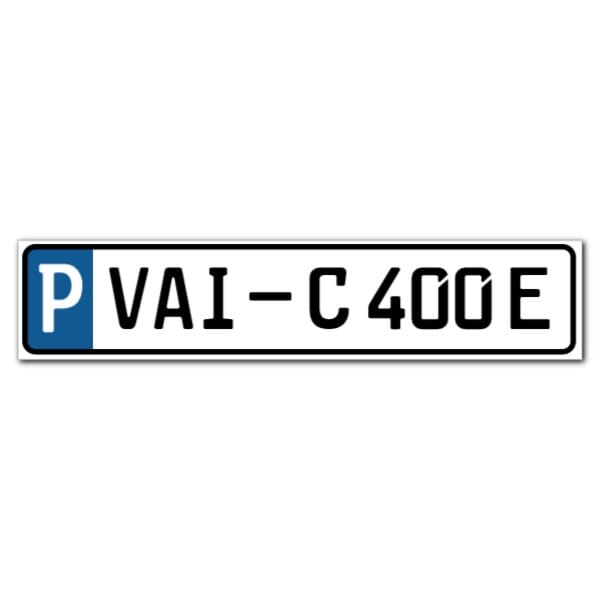 Parkplatz Schild in Kennzeichen-Größe 520x110 mm - adressaufkleber-fabrik.de