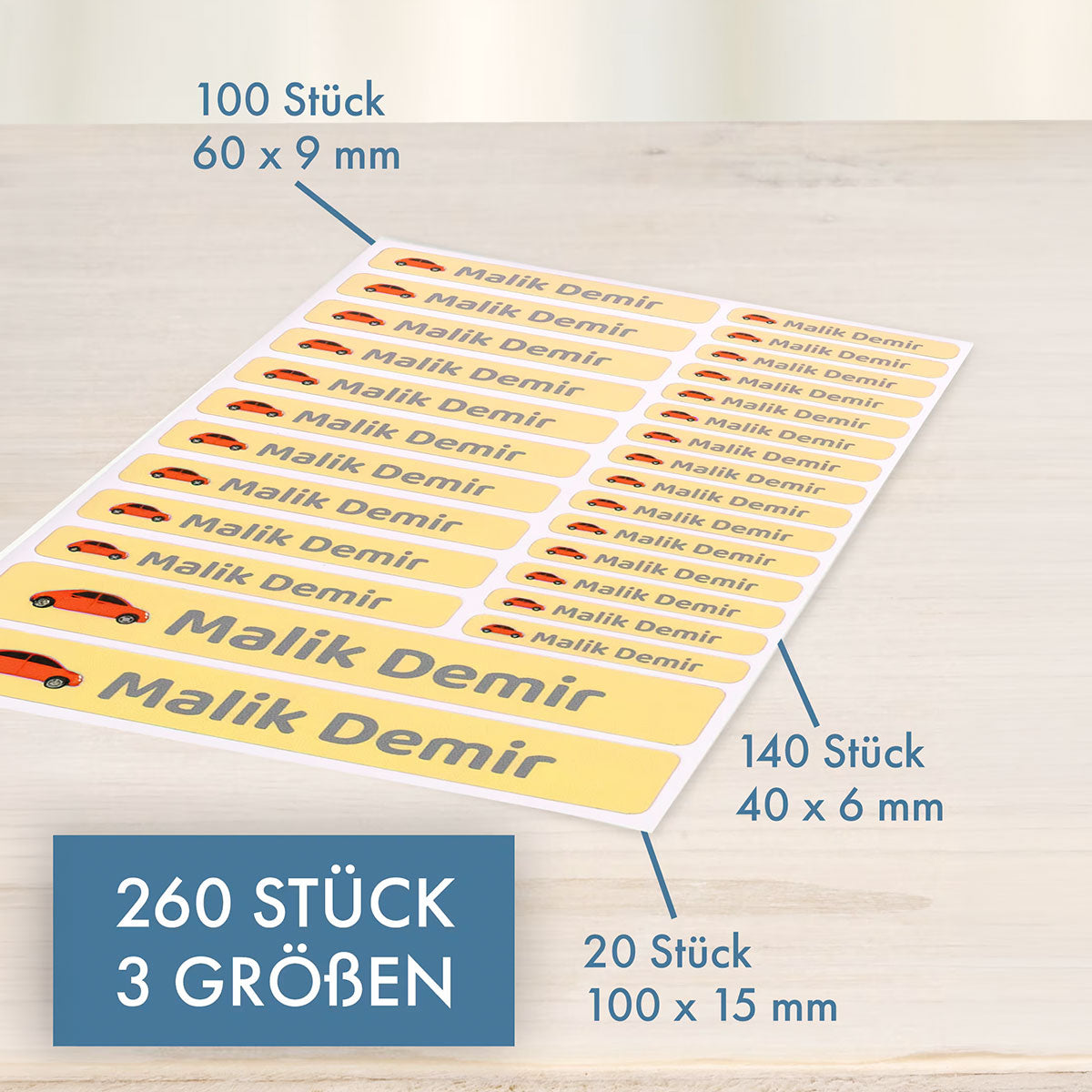 Namensaufkleber für Kinder (Set mit 260 Aufklebern in verschiedenen Größen) - adressaufkleber-fabrik.de