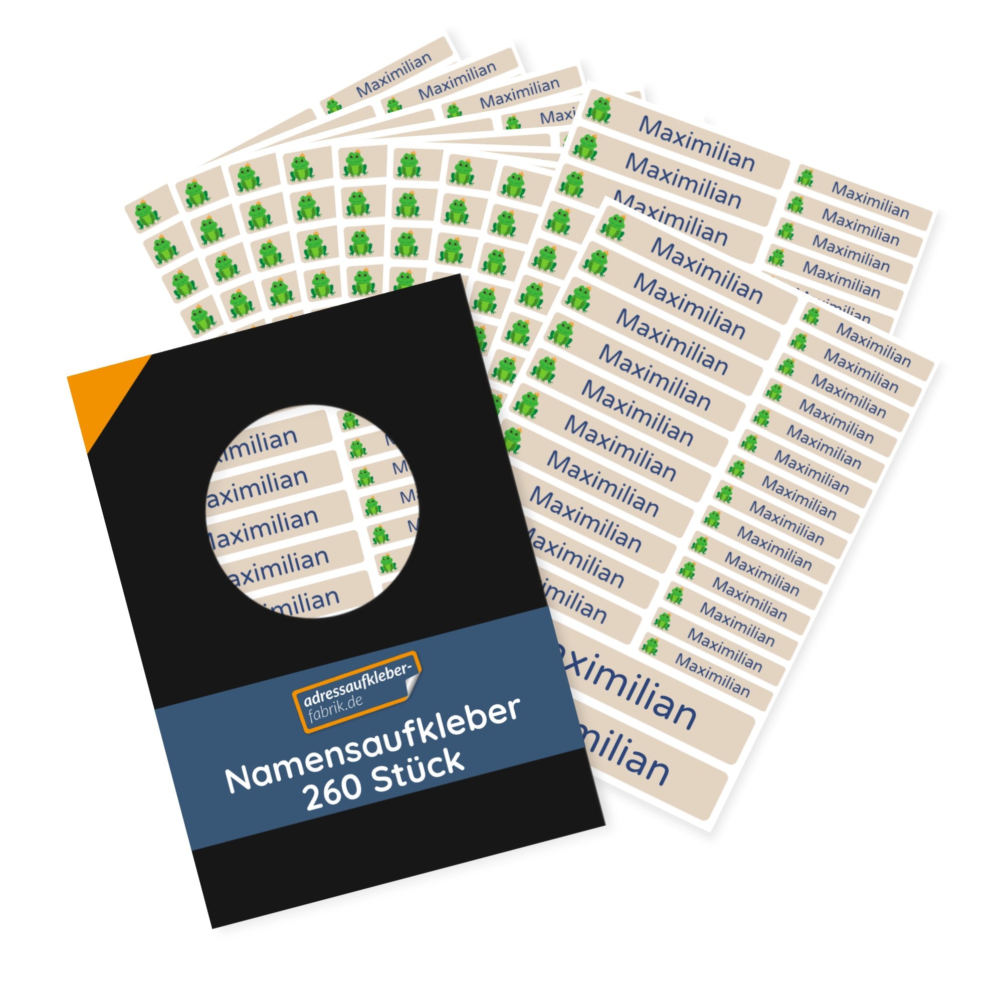 Namensaufkleber für Kinder (Set mit 260 Aufklebern in verschiedenen Größen) - adressaufkleber-fabrik.de