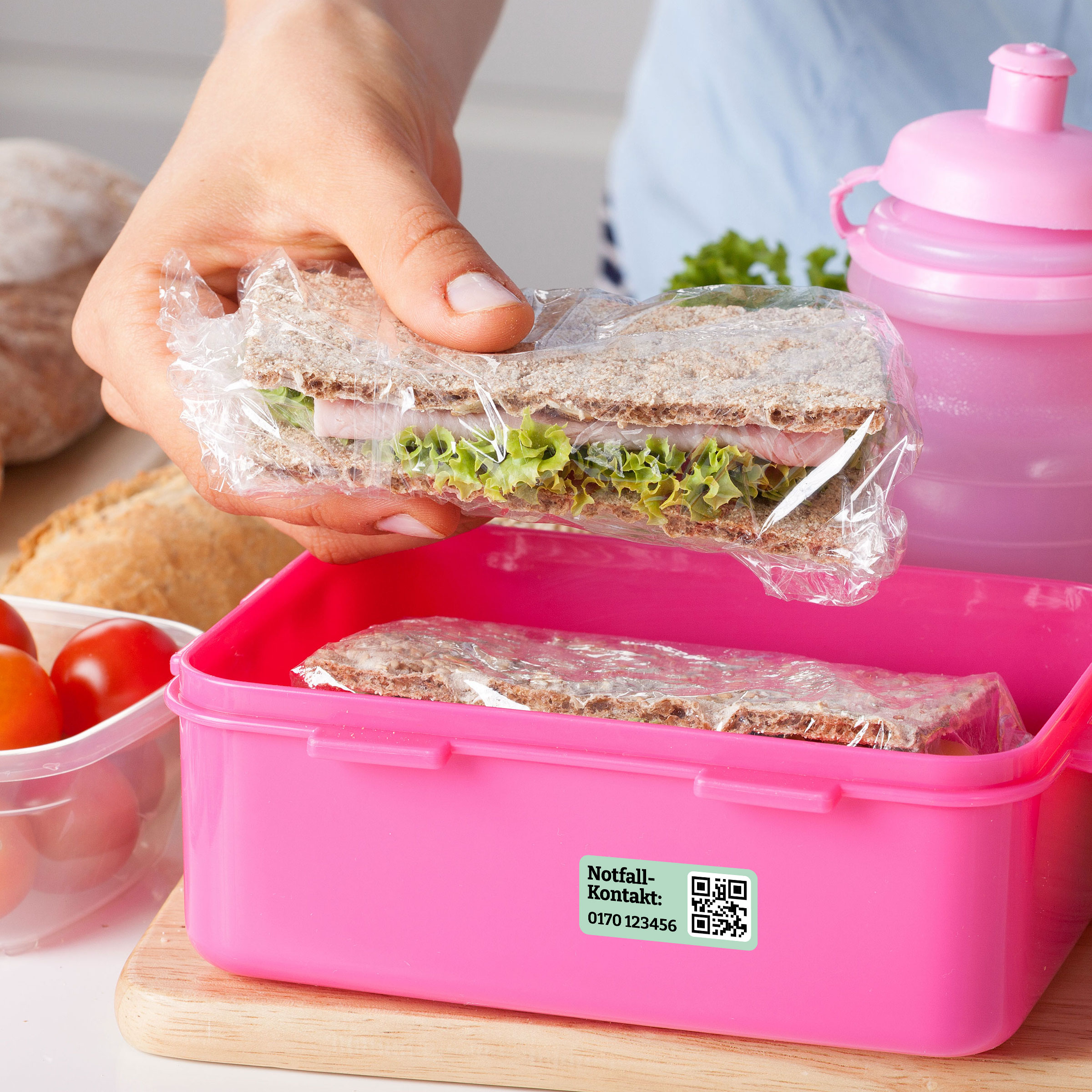 Notfallkontakt-Aufkleberset mit Name, Telefonnummer & Adresse, stark haftend, 60x13 + 30x13 mm