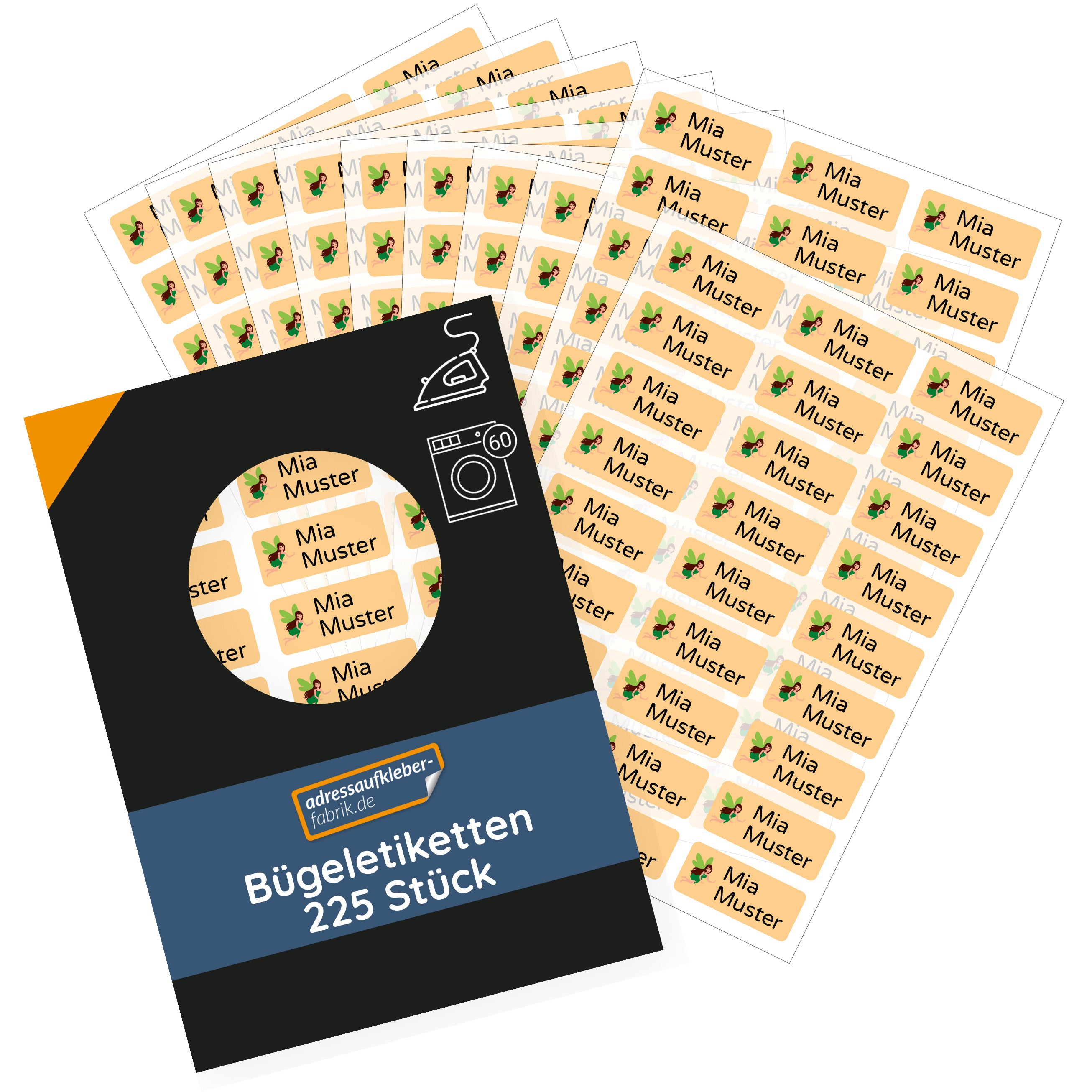 Bügeletiketten mit Namen (30x13 mm 225 Stück zum Aufbügeln) - adressaufkleber-fabrik.de