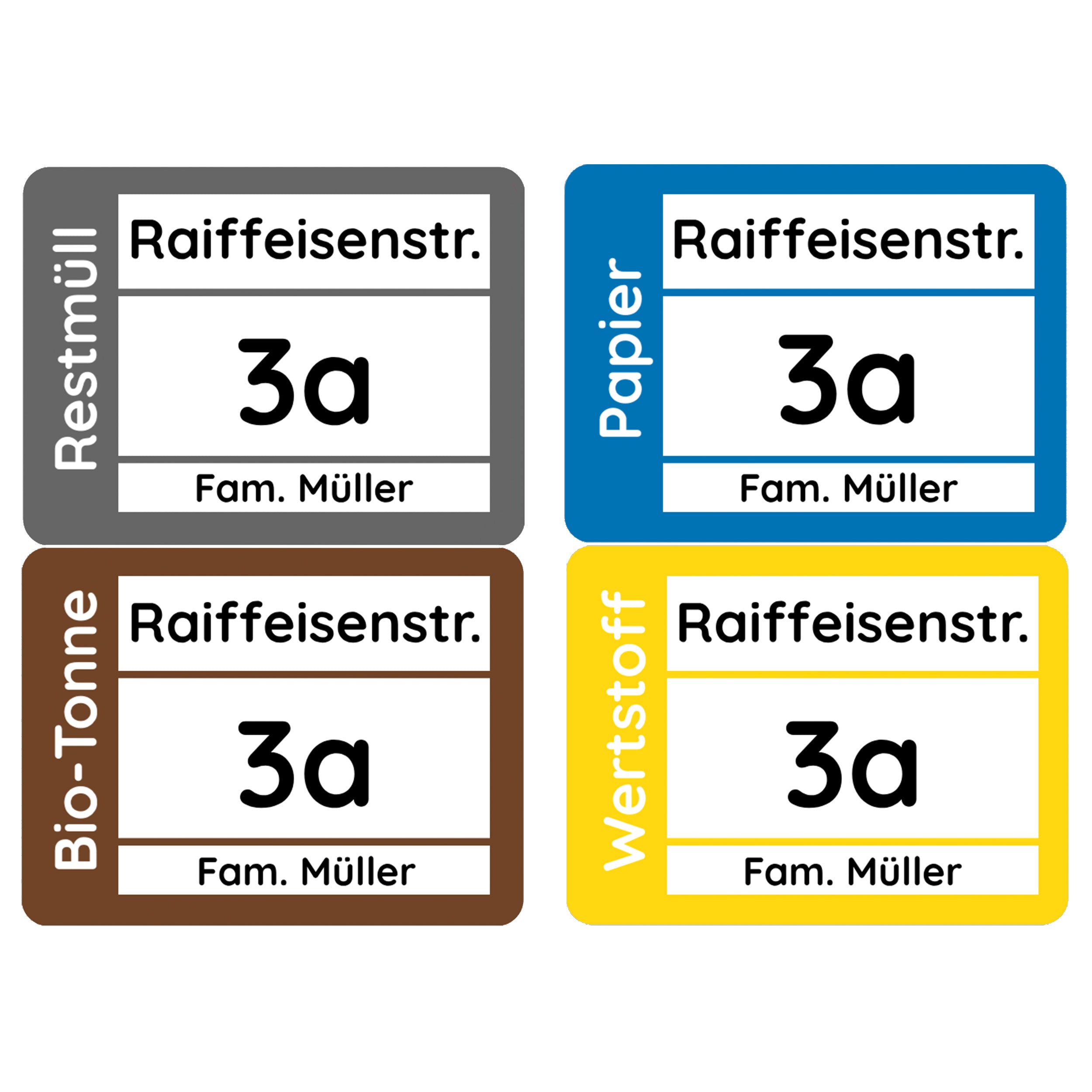 Mülltonnenaufkleber Set (4 Stück) – individuell gestaltbar, 19 x 14 cm - adressaufkleber-fabrik.de