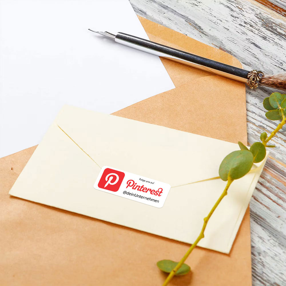 Social-Media Aufkleber Pinterest individuell - Set (2 Bögen / 72 Stück 60x20 mm)
