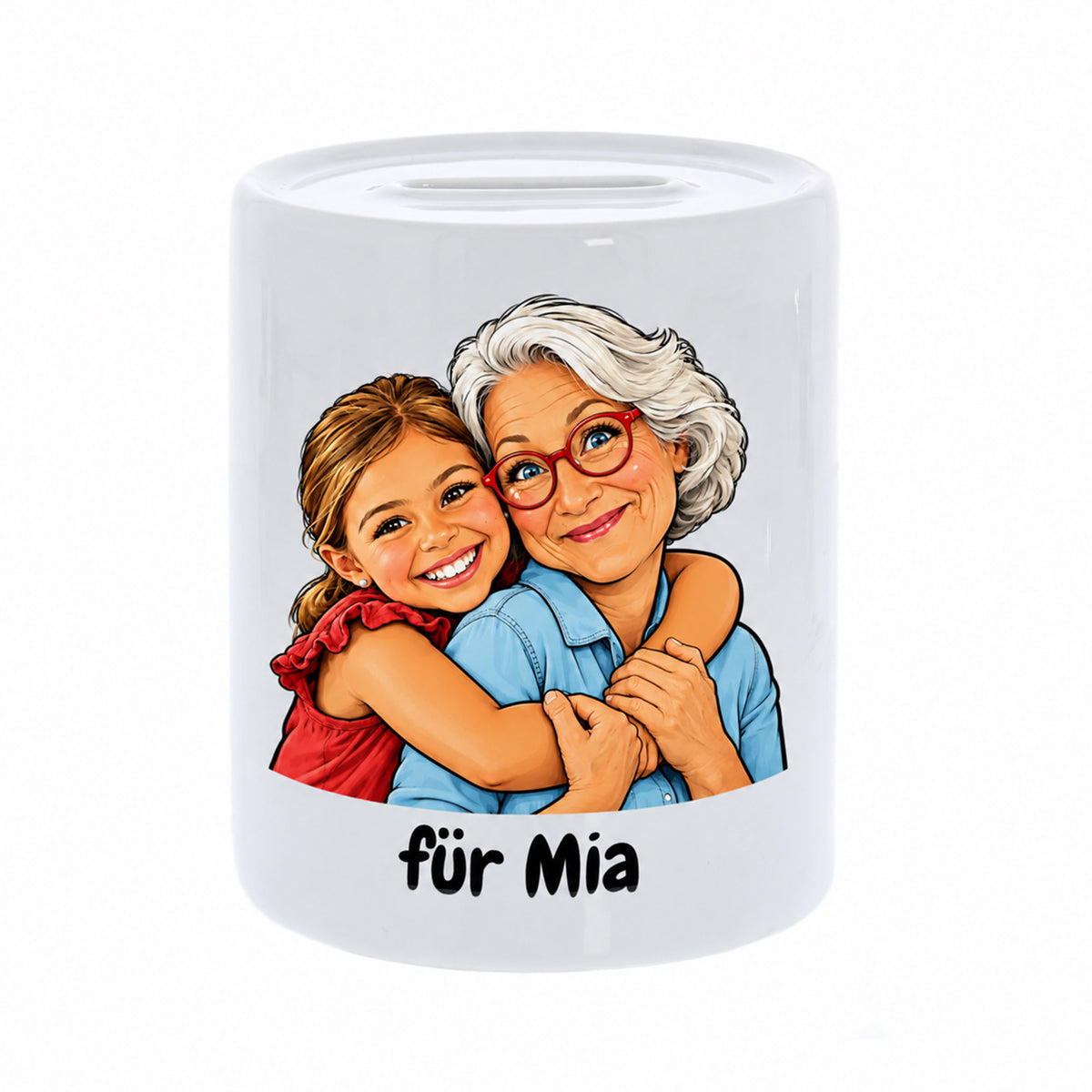 Spardose mit Karikatur und Individualisierung