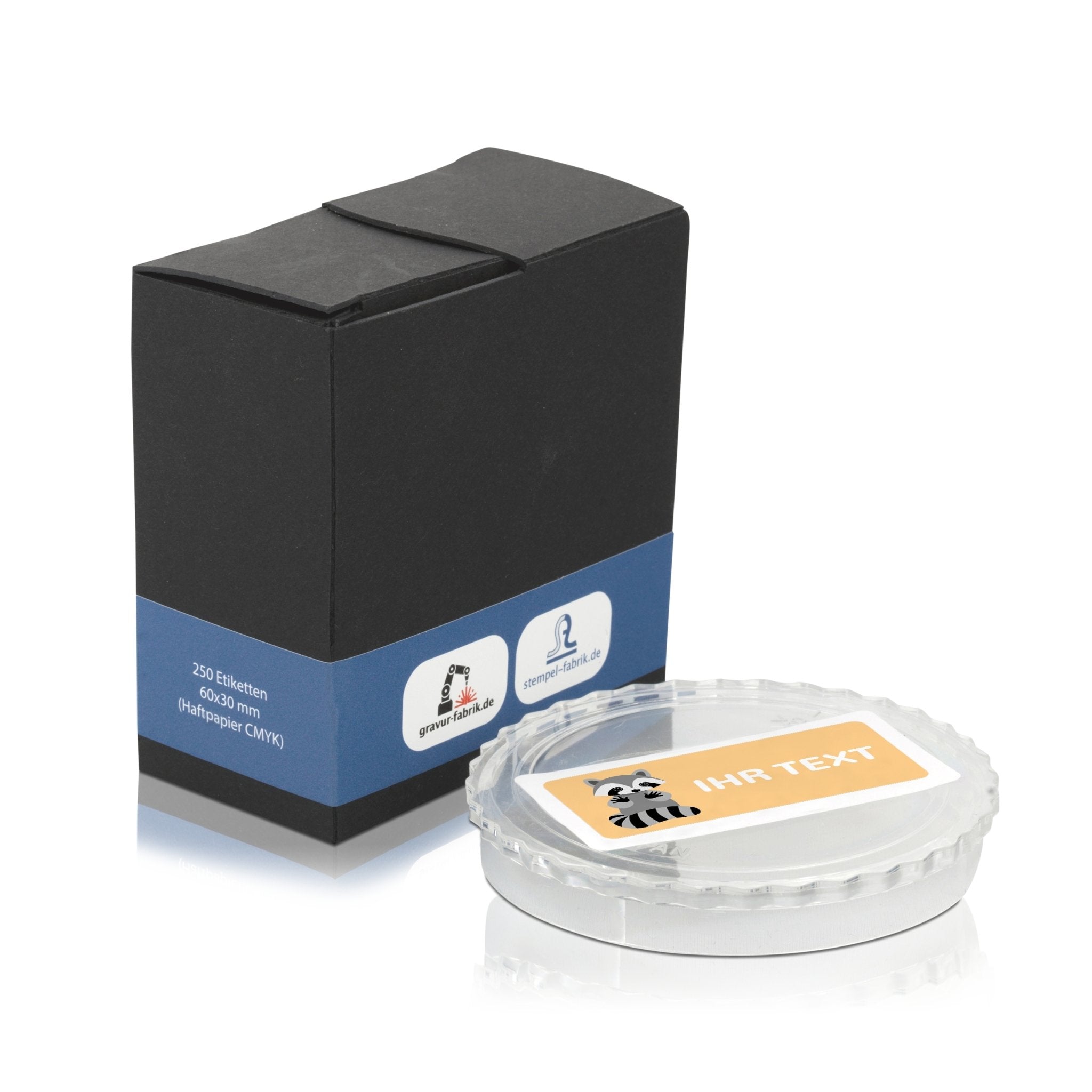 Aufkleber im Spenderkarton Motiv "Waschbär" 60x30 mm - adressaufkleber-fabrik.de