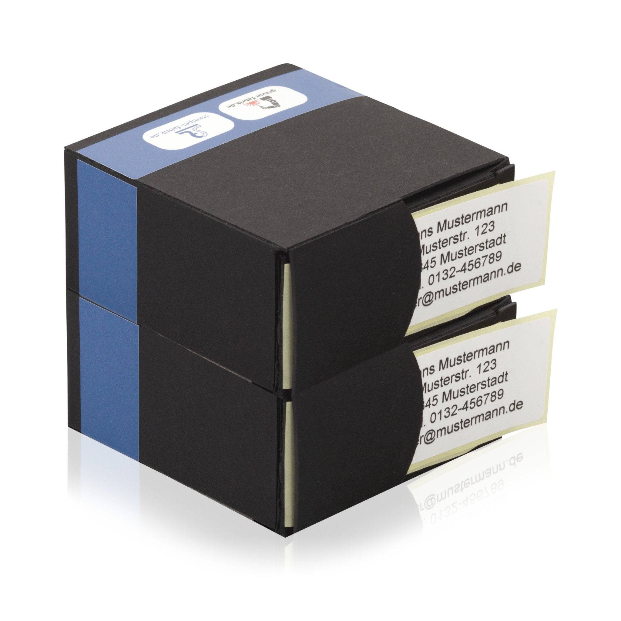 Firmenaufkleber mit Logo 60x30 mm (im Spenderkarton) - adressaufkleber-fabrik.de
