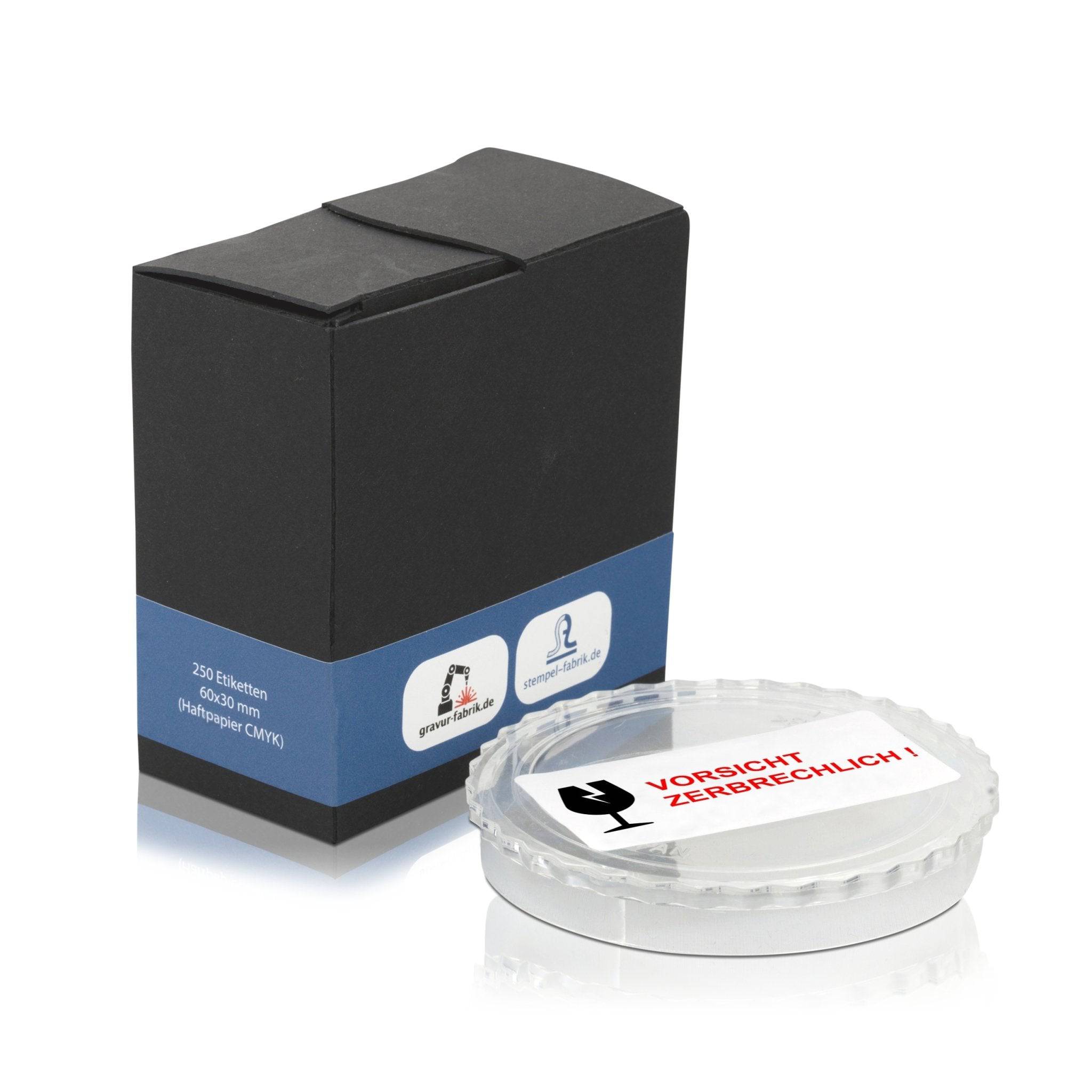 Hinweisaufkleber "Vorsicht zerbrechlich!" im Spenderkarton 60x30 mm / 250 Stück - adressaufkleber-fabrik.de