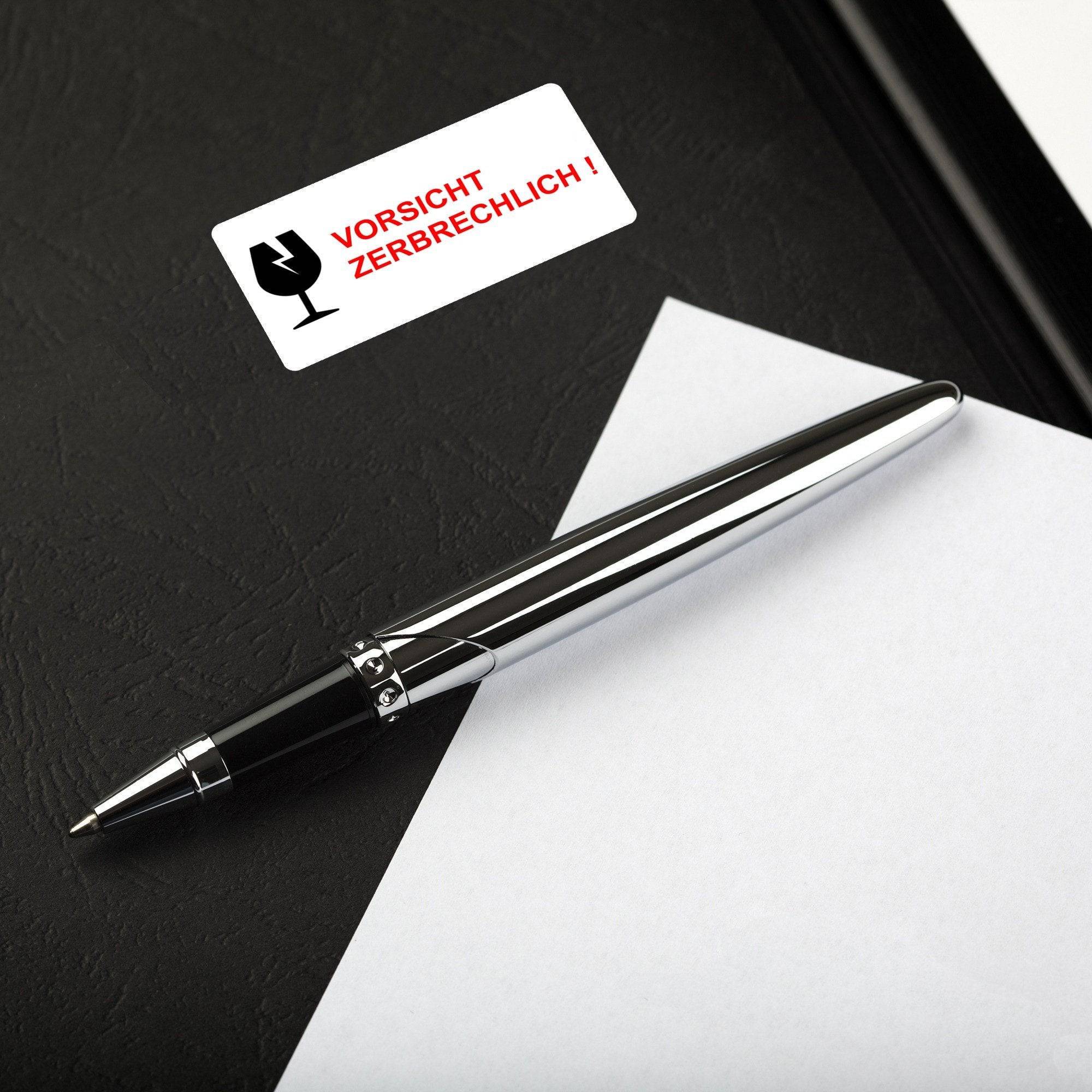 Hinweisaufkleber "Vorsicht zerbrechlich!" im Spenderkarton 60x30 mm / 250 Stück - adressaufkleber-fabrik.de