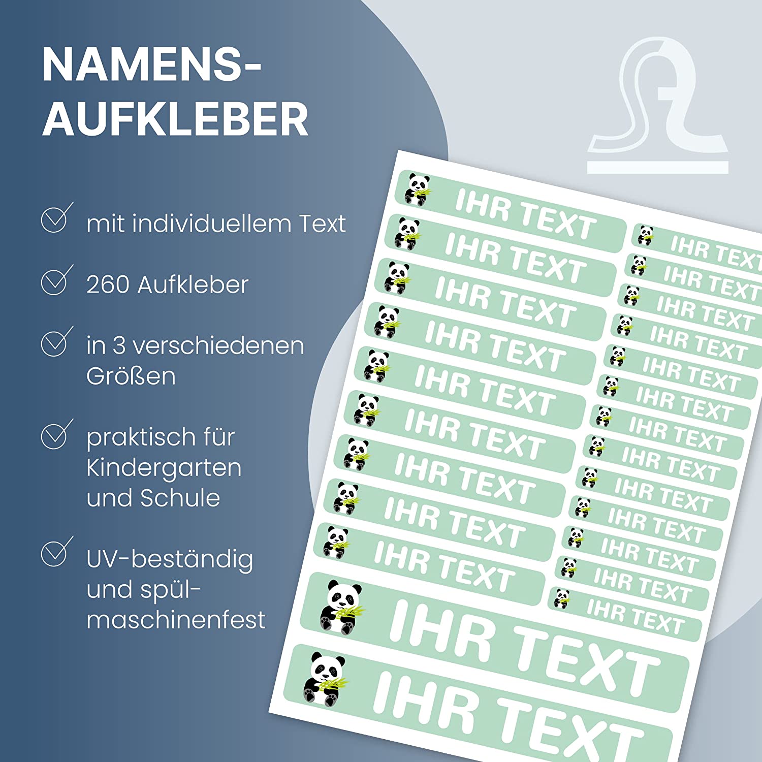 Namensaufkleber für Kinder (Set mit 260 Aufklebern in verschiedenen Größen) - adressaufkleber-fabrik.de