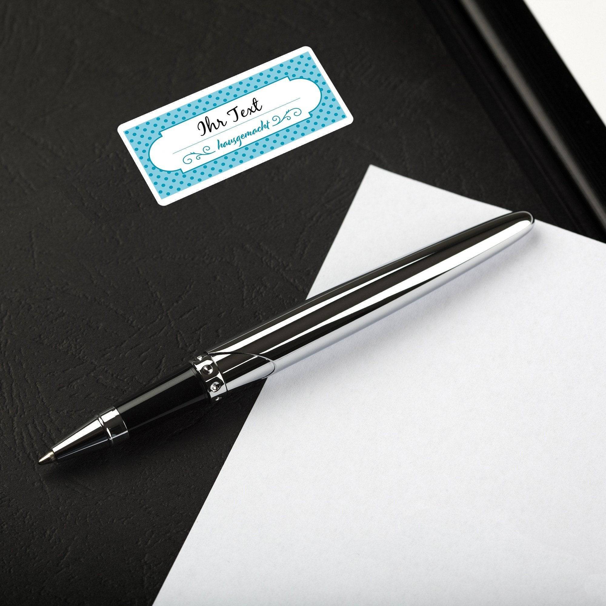 Personalisierbare Motivaufkleber "Hausgemacht" (Blau) im Spenderkarton 250 Stück - adressaufkleber-fabrik.de