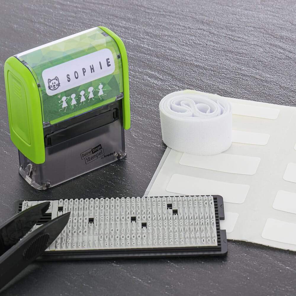 Trodat Deine Dinge Stempel DIY (zum Selbersetzen/ Typo, 37x14 mm) - adressaufkleber-fabrik.de