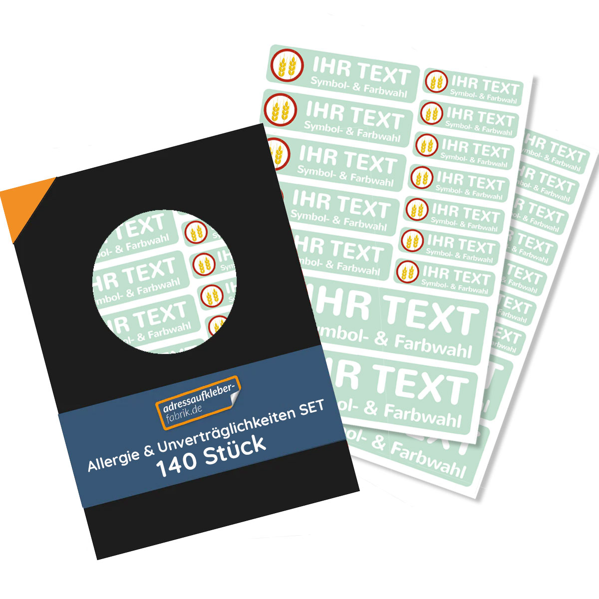 Namensaufkleber für Kinder "verschiedene Allergie & Unverträglichkeiten" (140 Aufkleber)