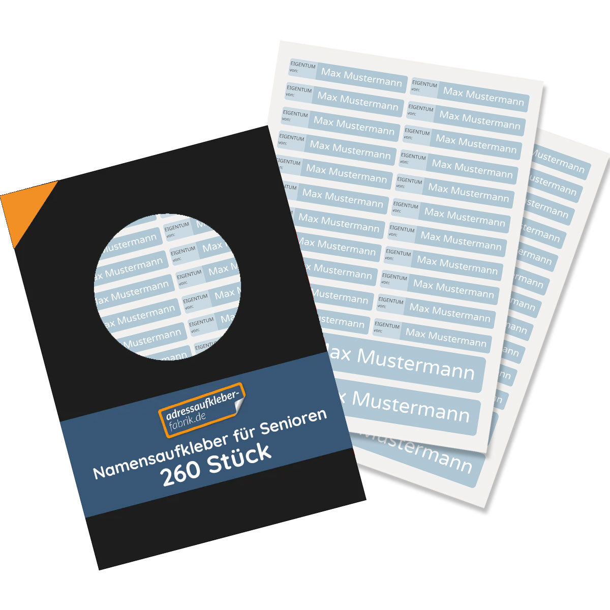 260 Stück Namensaufkleber für SENIOREN (Set mit 3 versch. Größen- Spülmaschine u. Waschmaschine) - adressaufkleber-fabrik.de