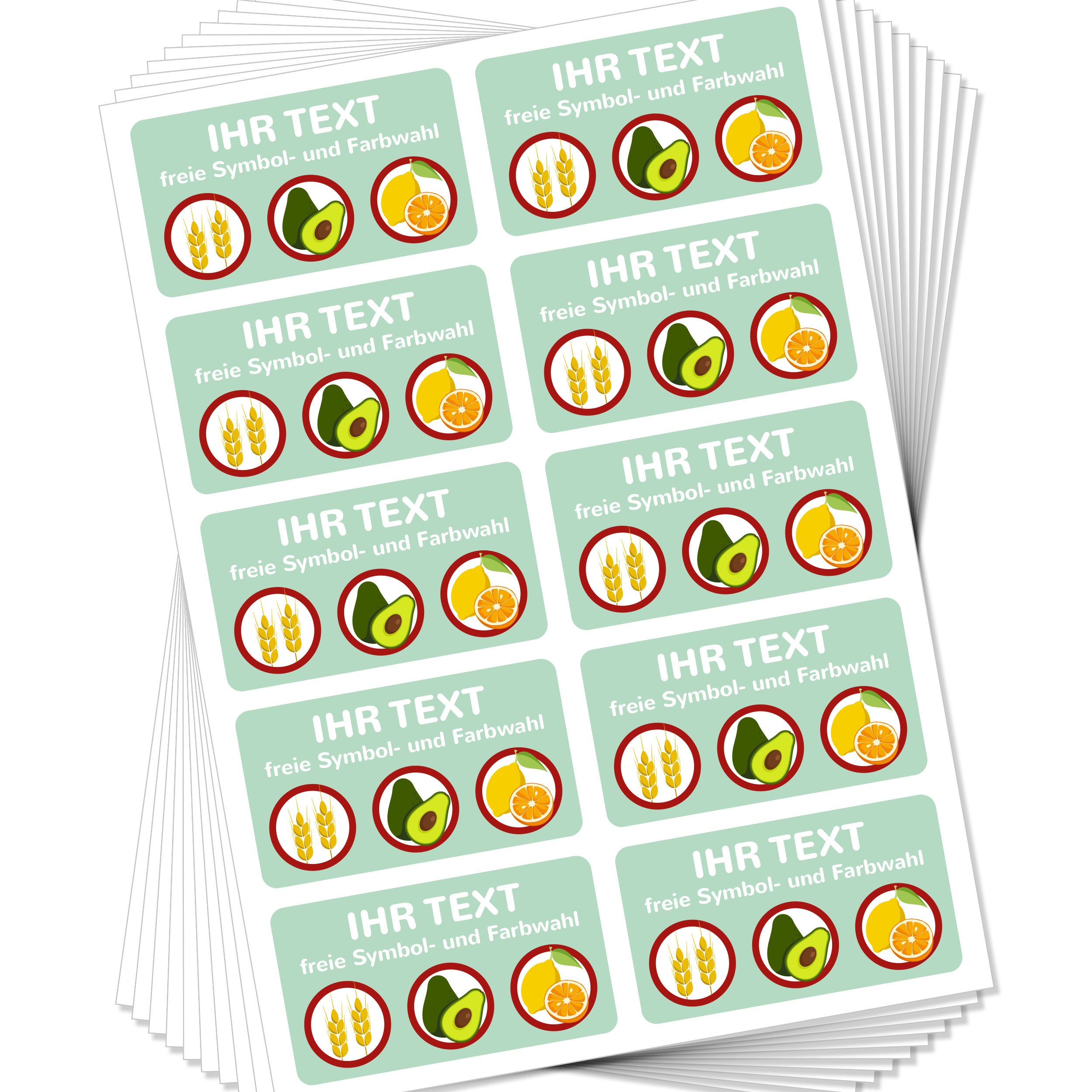 Aufkleber "Allergien & Unverträglichkeiten" inkl. Individualisierung (100 Stück - 47x26 mm)
