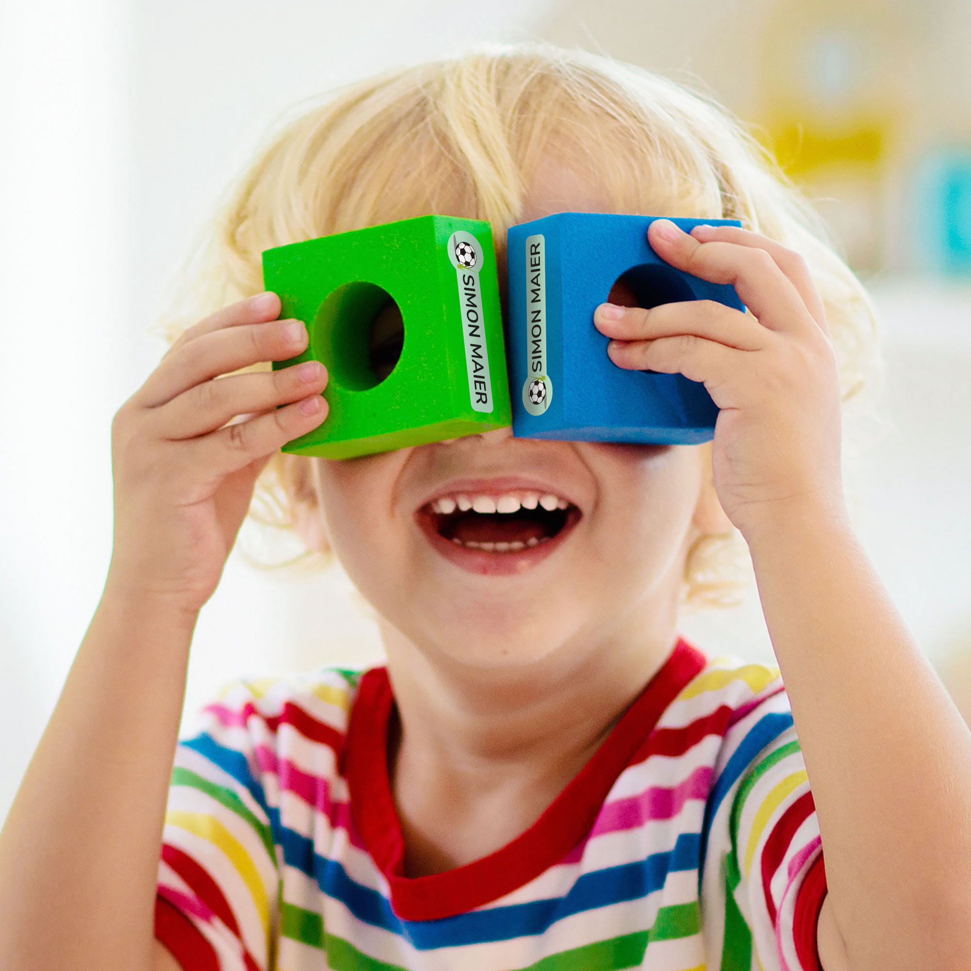 Namensaufkleber für Kinder mit großem Motiv, 160 Stück, Set