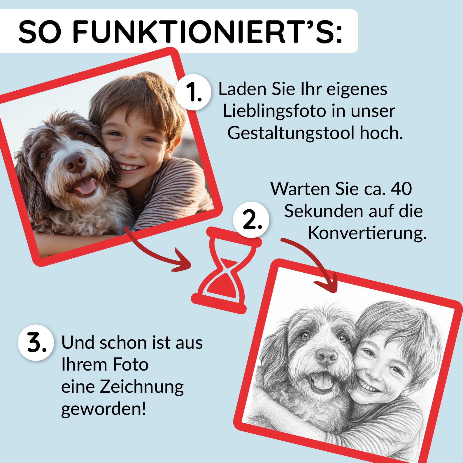 Puzzle mit Bleistiftzeichnung und Individualisierung (inkl. Herzdose – 96 Teile)