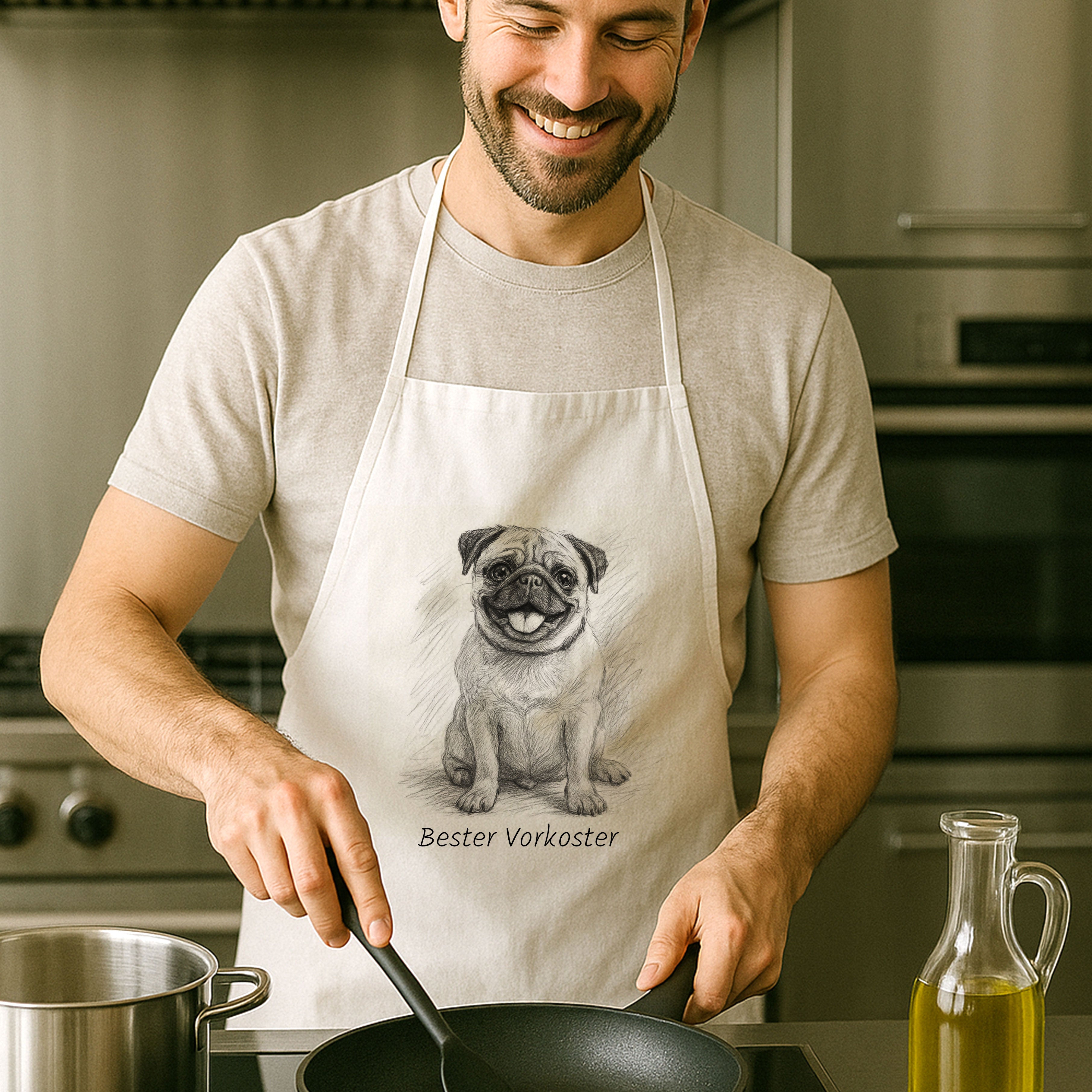 Personalisierte Schürze mit Namen & Karikatur