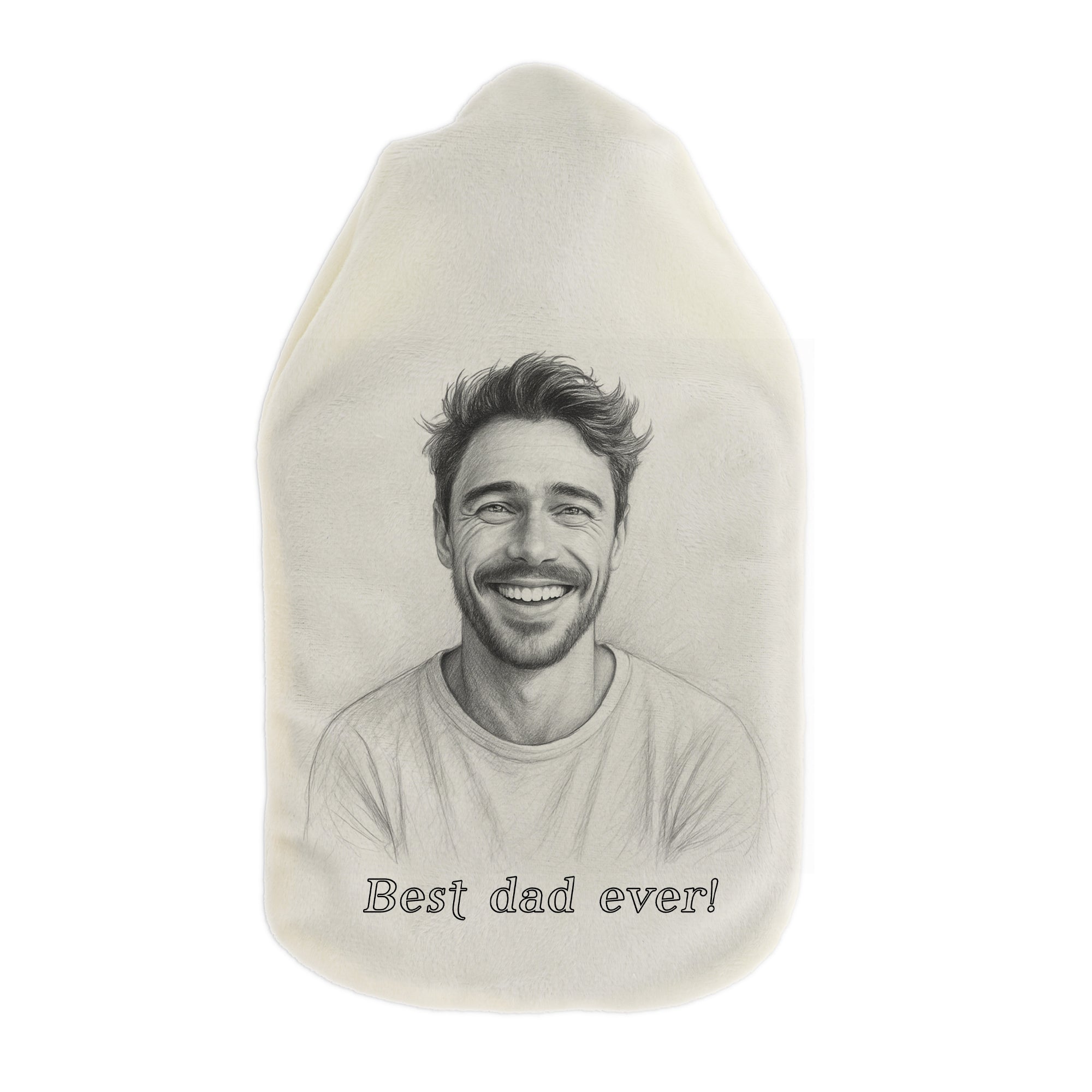 Wärmflasche mit Bleistiftzeichnung und Individualisierung