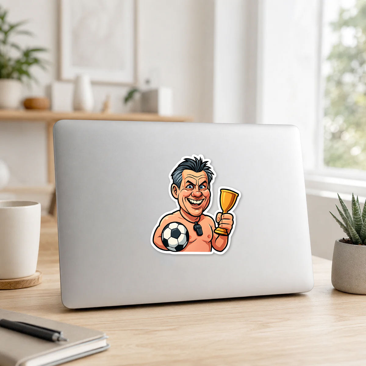 Fußball-Fan Karikatur-Sticker nach Foto – personalisierte Aufkleber konturgeschnitten