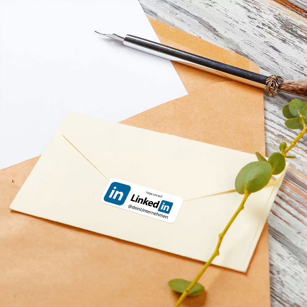 Social-Media Aufkleber LinkedIn individuell - Set (2 Bögen / 72 Stück 60x20 mm)