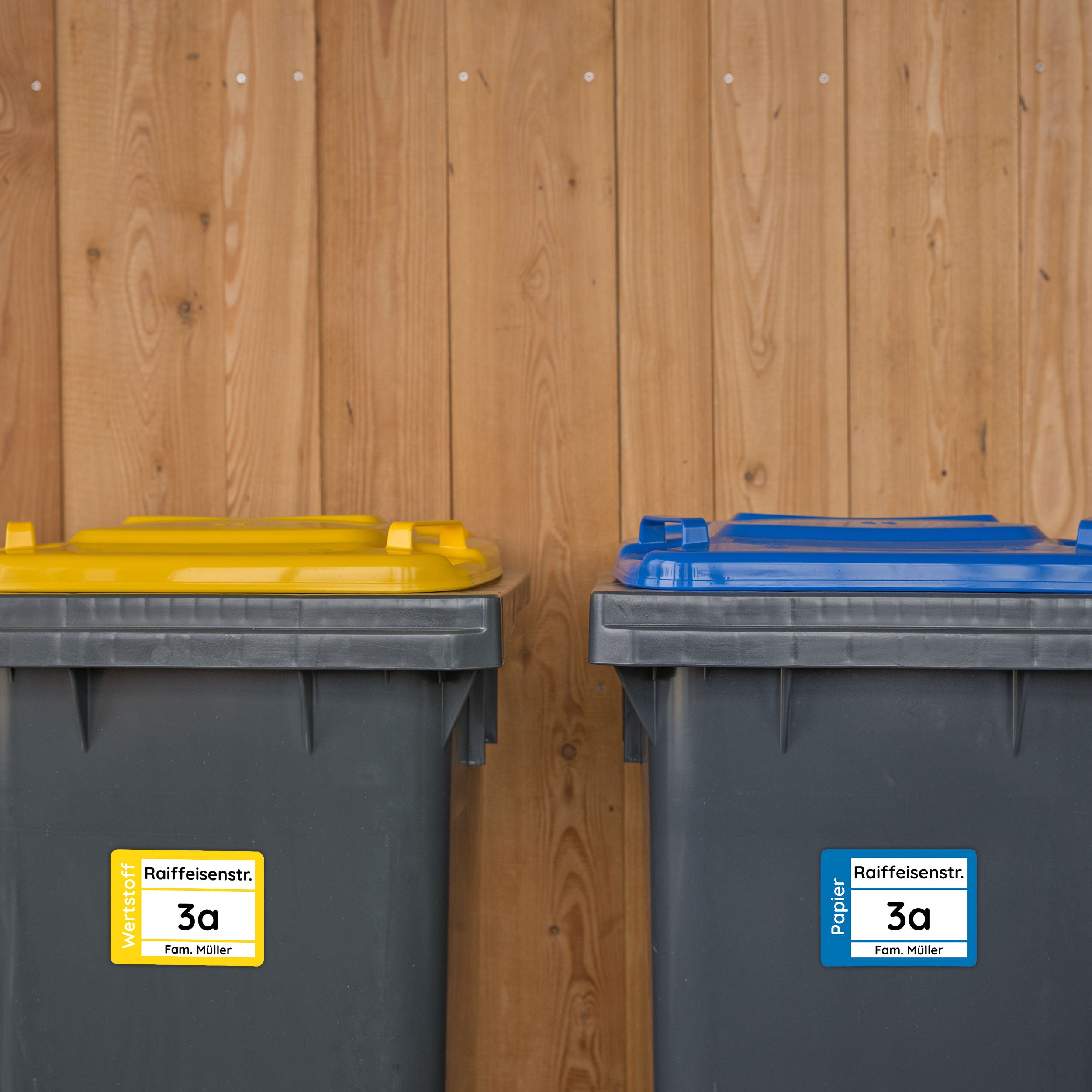 Mülltonnenaufkleber Set (4 Stück) – individuell gestaltbar, 19 x 14 cm - adressaufkleber-fabrik.de