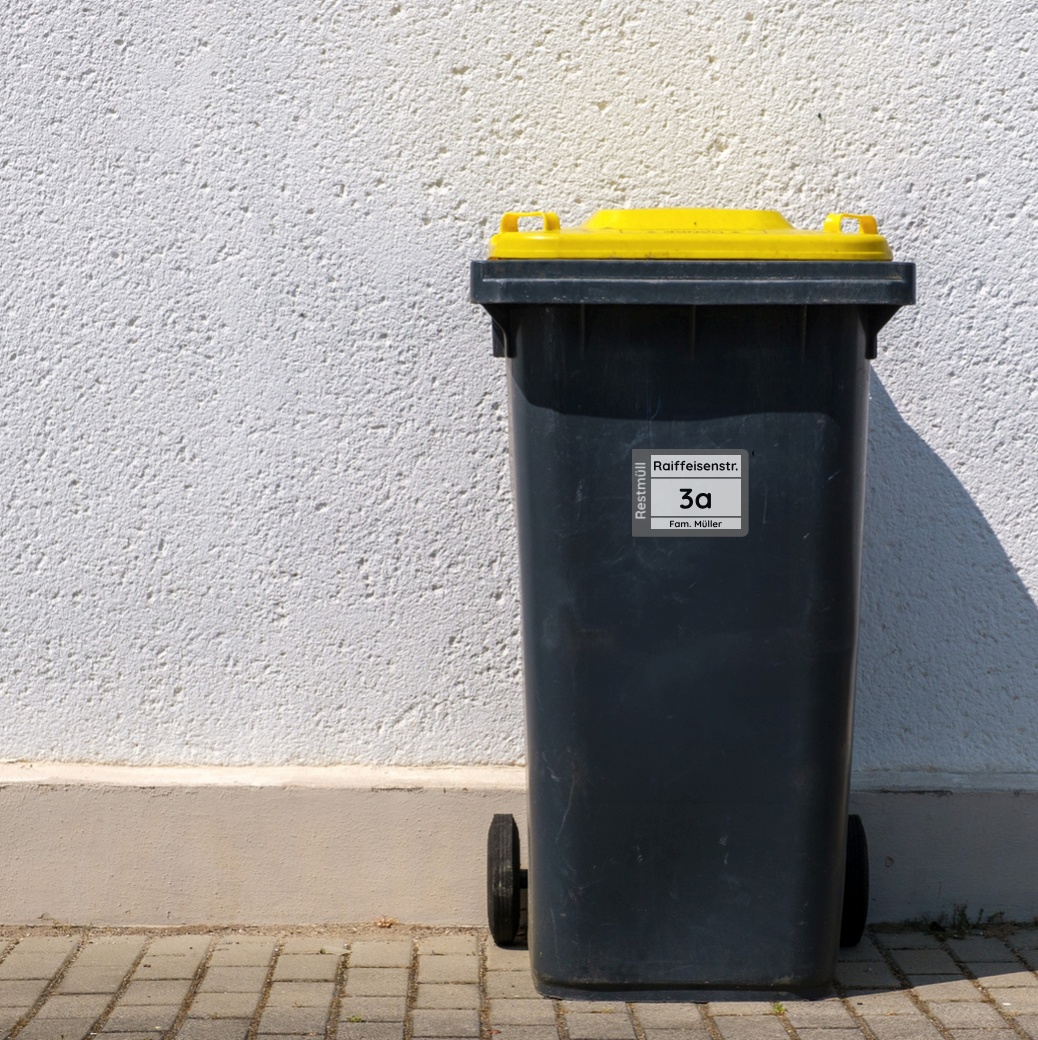 Mülltonnenaufkleber Set (4 Stück) – individuell gestaltbar, 19 x 14 cm - adressaufkleber-fabrik.de