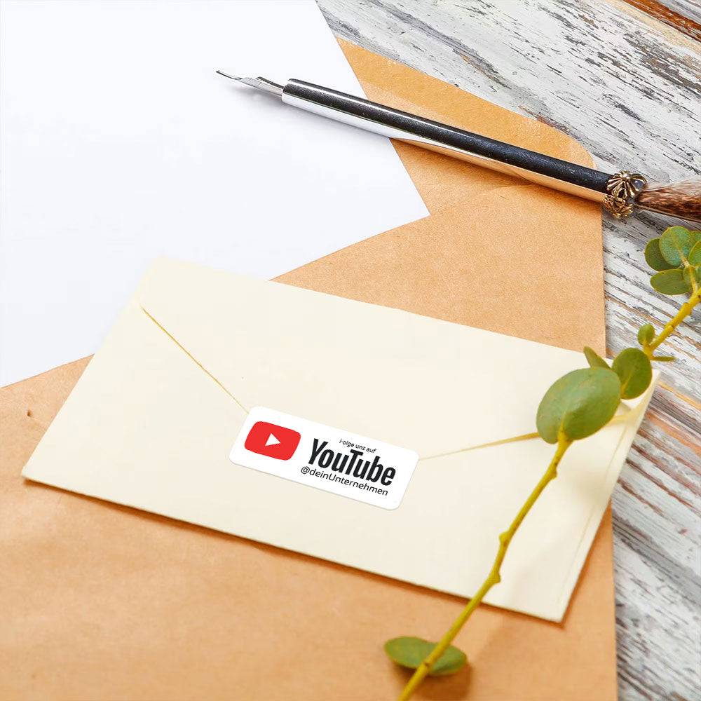Social-Media Aufkleber YouTube individuell - Set (2 Bögen / 72 Stück 60x20 mm)