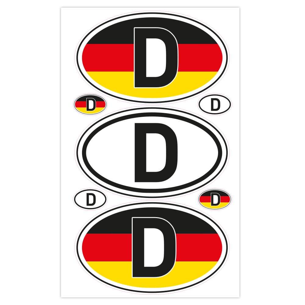 Autoaufkleber Länderkennzeichen - Deutschland (7 Stück - 200x300 mm) - adressaufkleber-fabrik.de